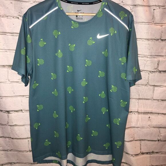 Nike Dri-Fit Wild Run Miler Globey Running shirt | Blue & Volt | Men’s XL - Picture 2 of 4